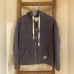 BDG Charcoal Quilted Zip-Up Hoodie